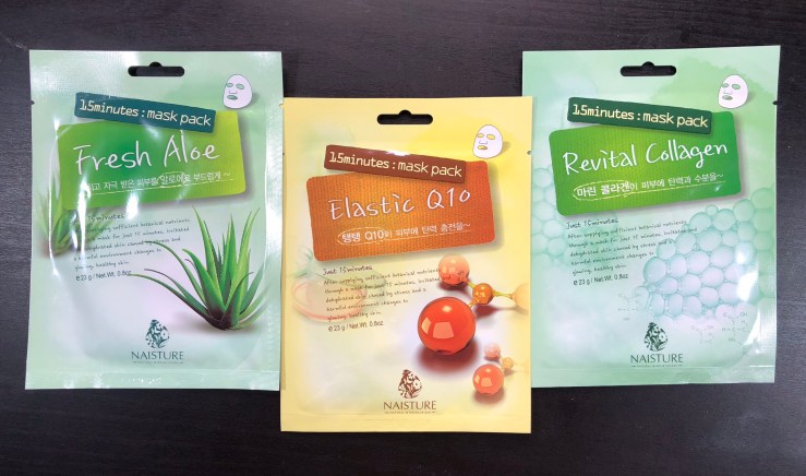 Naisture, sheet masks, Co Q10, Fresh Aloe, Collagen, Mask Box