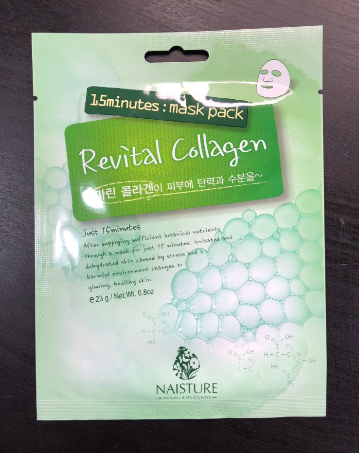 Naisture, sheet masks, 15 minutes, mask pack, Revital Collagen, Mask Box